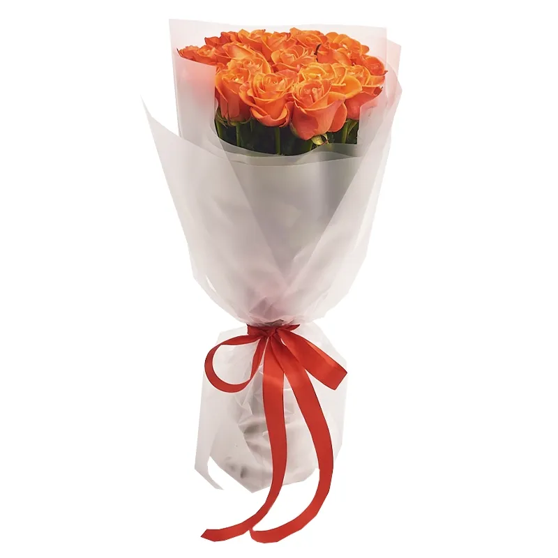 Букет из 21 оранжевой розы эквадор (50 см)
